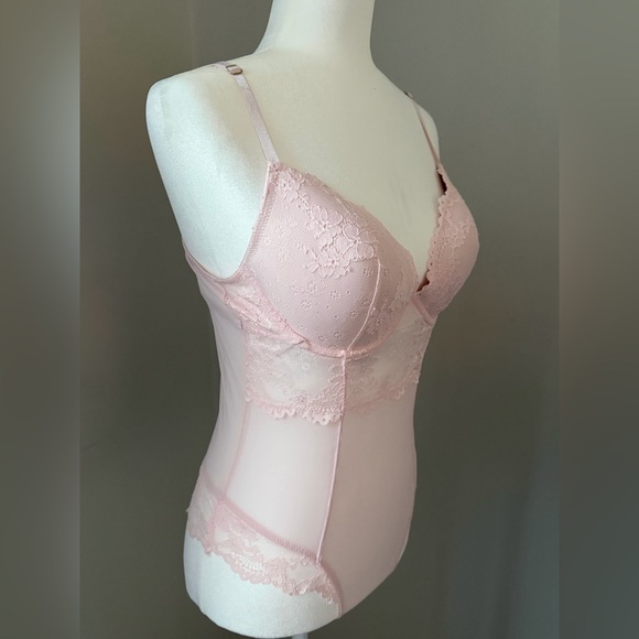 JESSICA SIMPSON Pink Lace Bodysuit Women’s Size Large - Picture 5 of 16